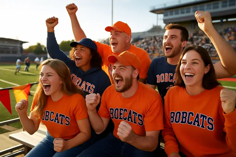 Fans gathering outside a college football stadium before kickoff