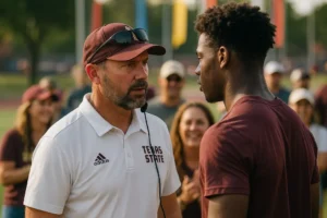 Texas State recruiting board with players preparing for spring football in San Marcos